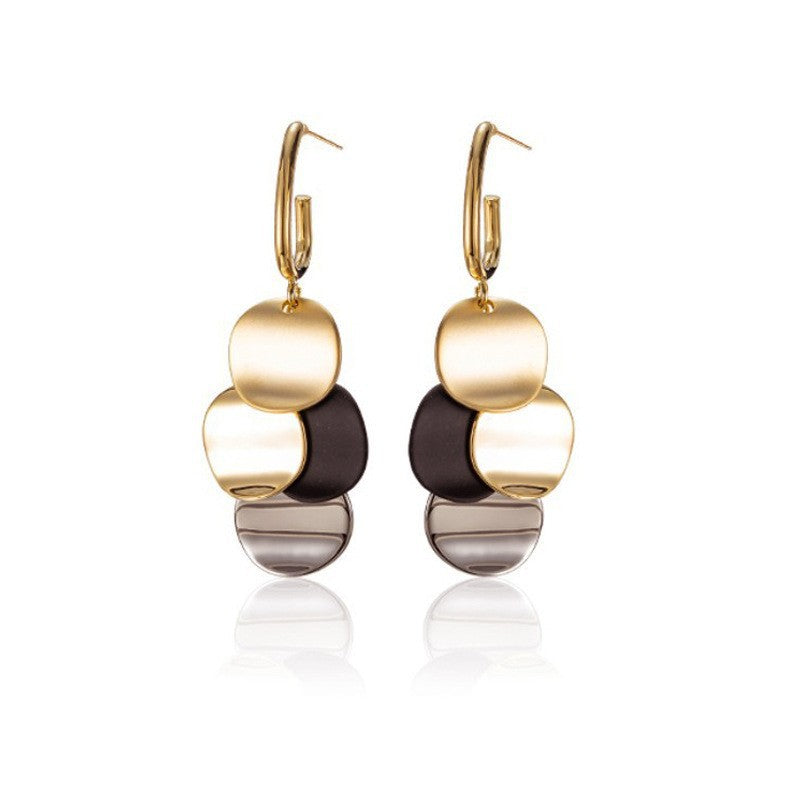 Design Sense Metal Wafer Tassel Personality Fashion Elegant Retro Long Earrings