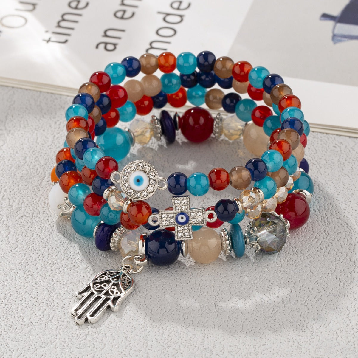 Cross Eye Palm Beads String Fashion Bracelets