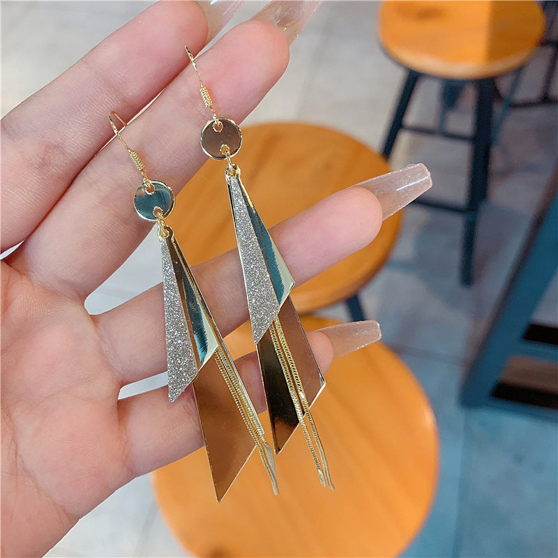 Women's Temperamental Long Super Fairy Geometric Tassel Stud Earrings