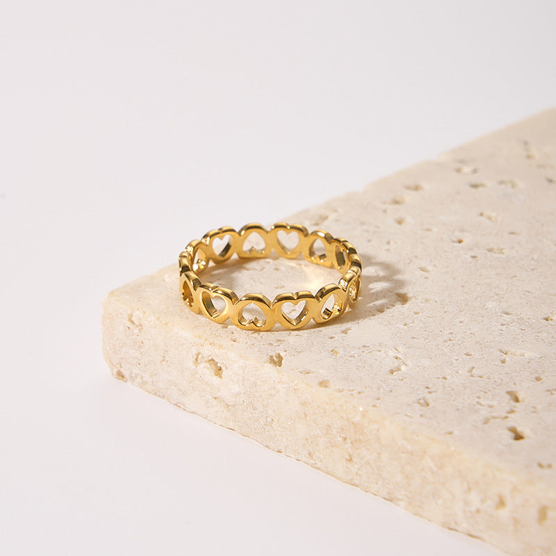Stainless Hollow Love Couple Can't Quit Color Ring