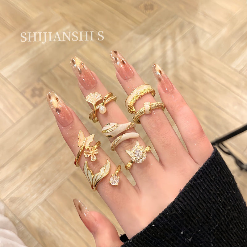 Glaze Dipping Spring Clothes Warm Rhyme White Decorative Rings