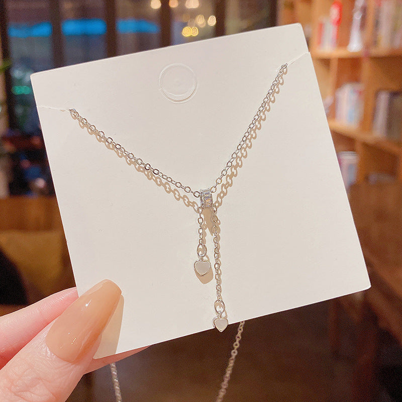 Tassel Double Love Titanium Steel Female Graceful Clavicle Necklace