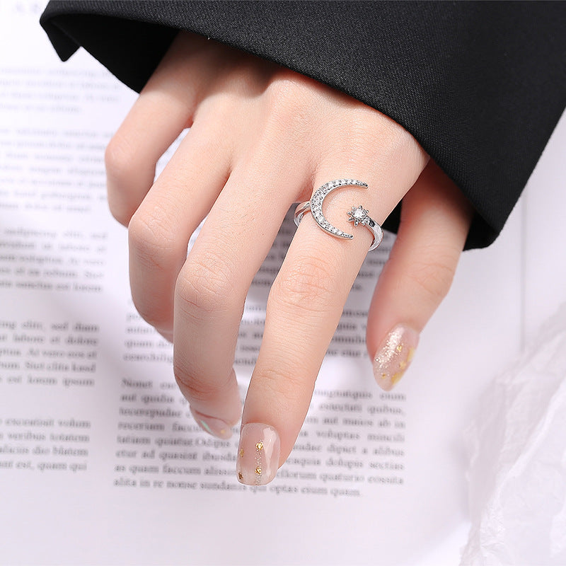 Women's Crescent Moon Fashion Star Graceful Personality Rings