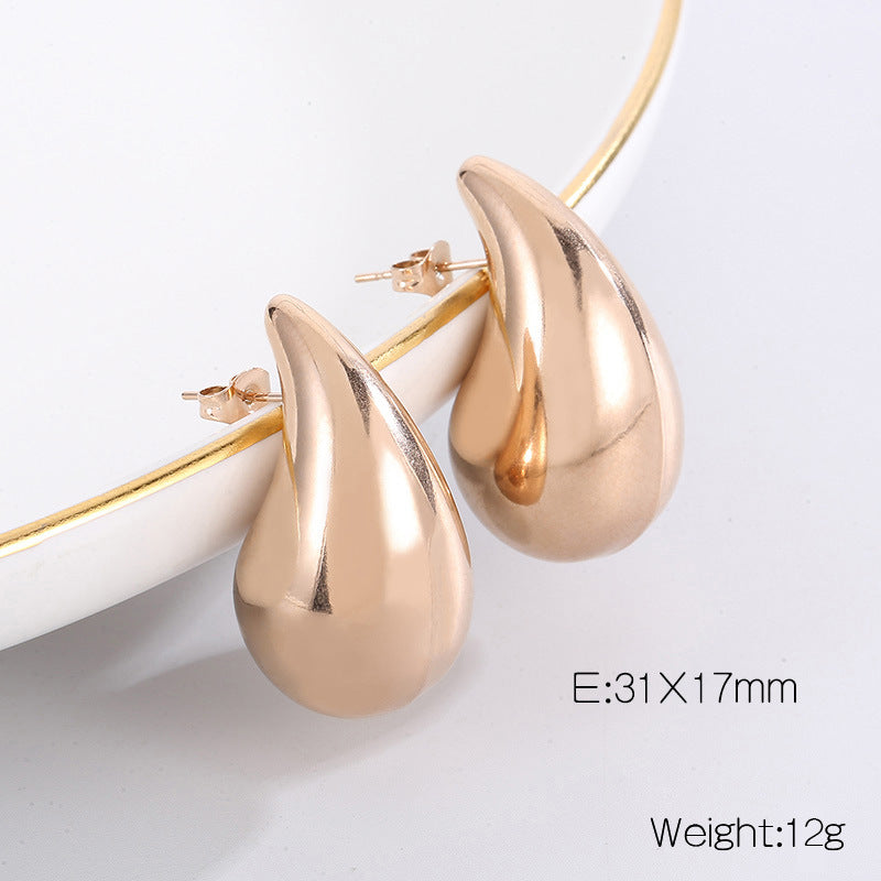 Design Chubby Water Drop Fashion Stainless Earrings