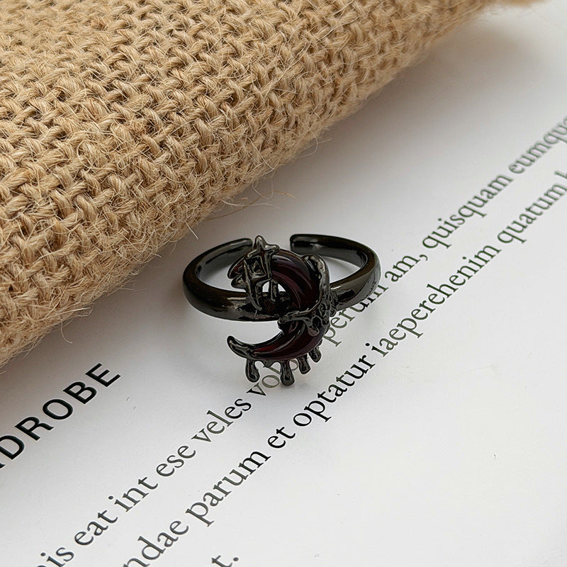 Love Heart Thorns Open Niche Trendy Cool Neutral Twin Index Ring