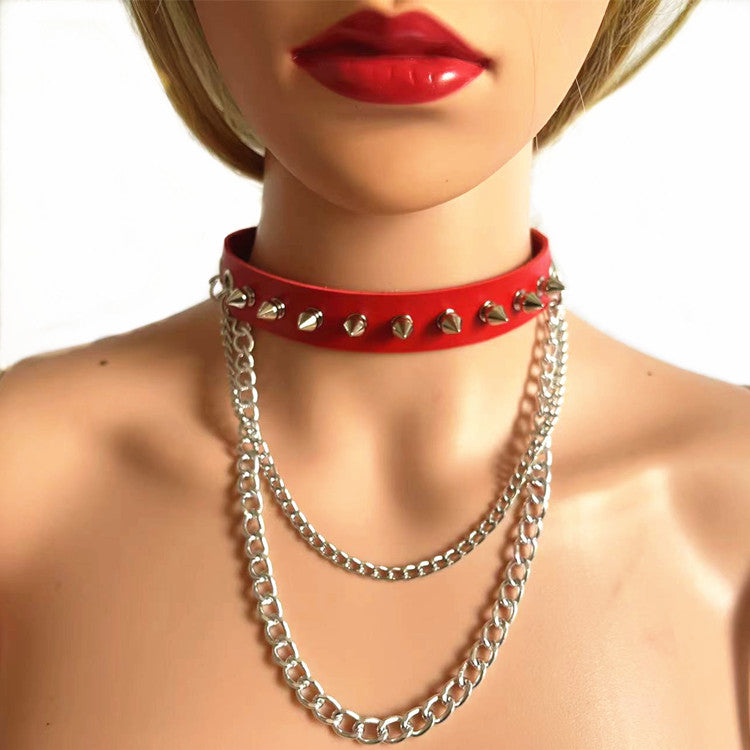 Rock Gothic Spike Rivet Leather Personality Metal Collar