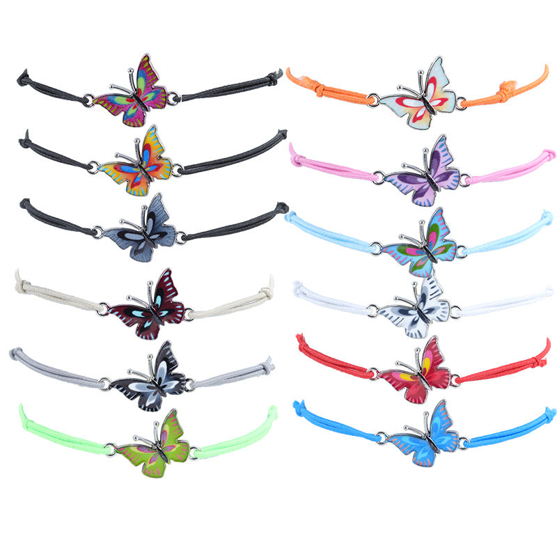 Colorful Butterfly Adjustable Filament Carrying Strap Bracelet
