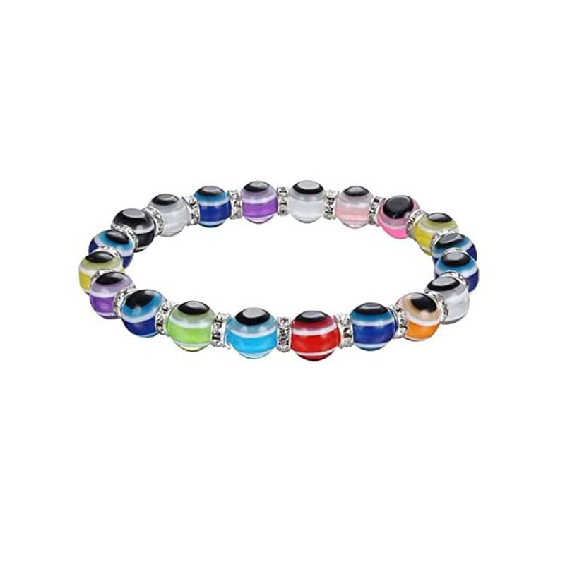 Devil Eye Fatima Palm Beaded Resin Turkish Blue Eyes Elastic Bracelets