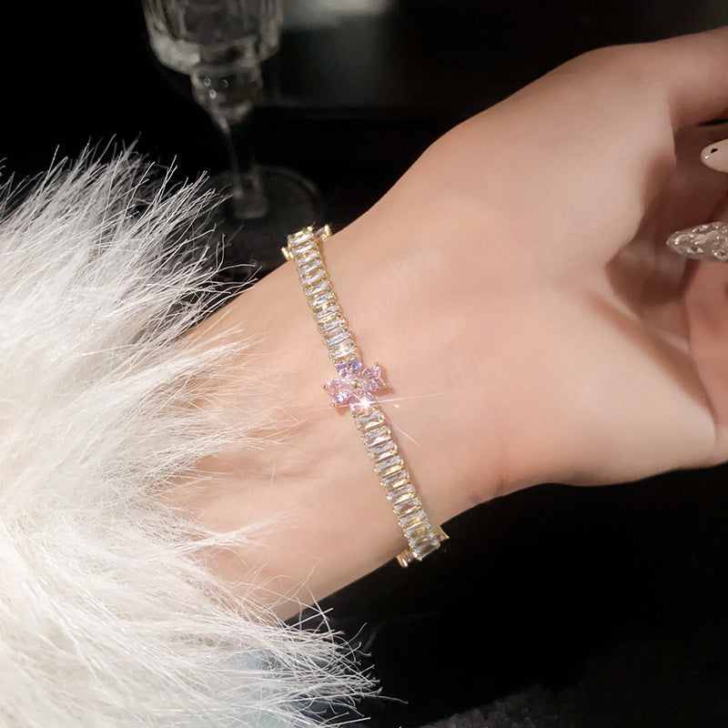 Pink Zircon Geometric Round Pull-out Retro Minority Elegant Bracelets