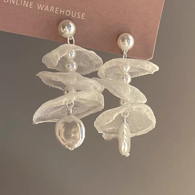 Pearl Flower Tassel Niche Temperament Atmosphere Affordable Earrings