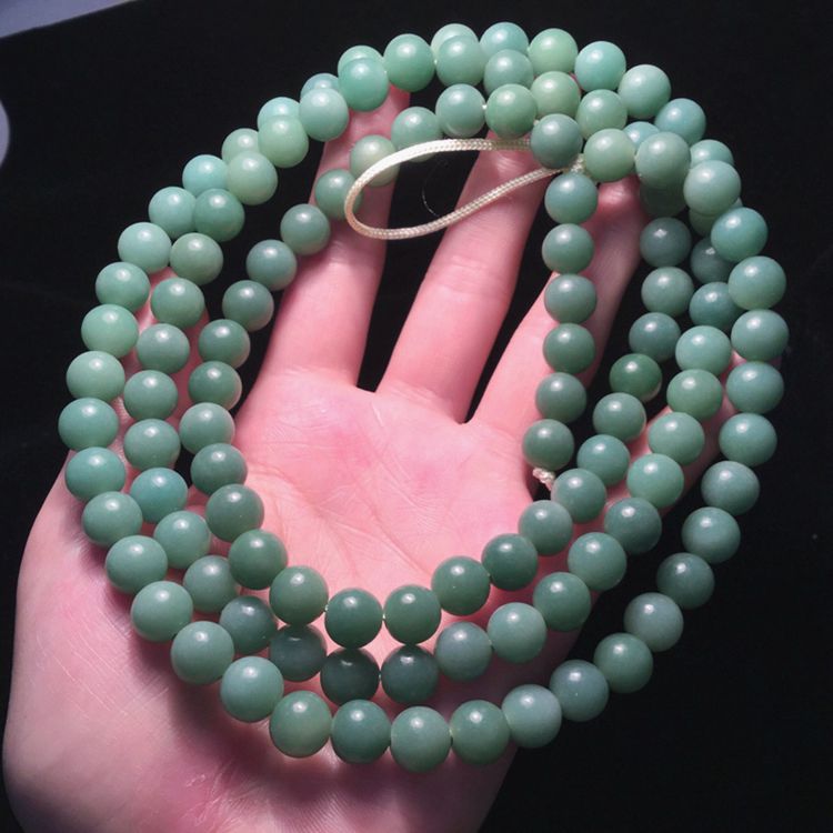 Natural Skin Green Bodhi Root Round Beads Dark Emerald Buddha Bracelets