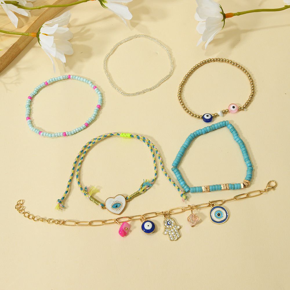 Turquoise Beads Devil's Eye Hand-woven Batch Bracelets