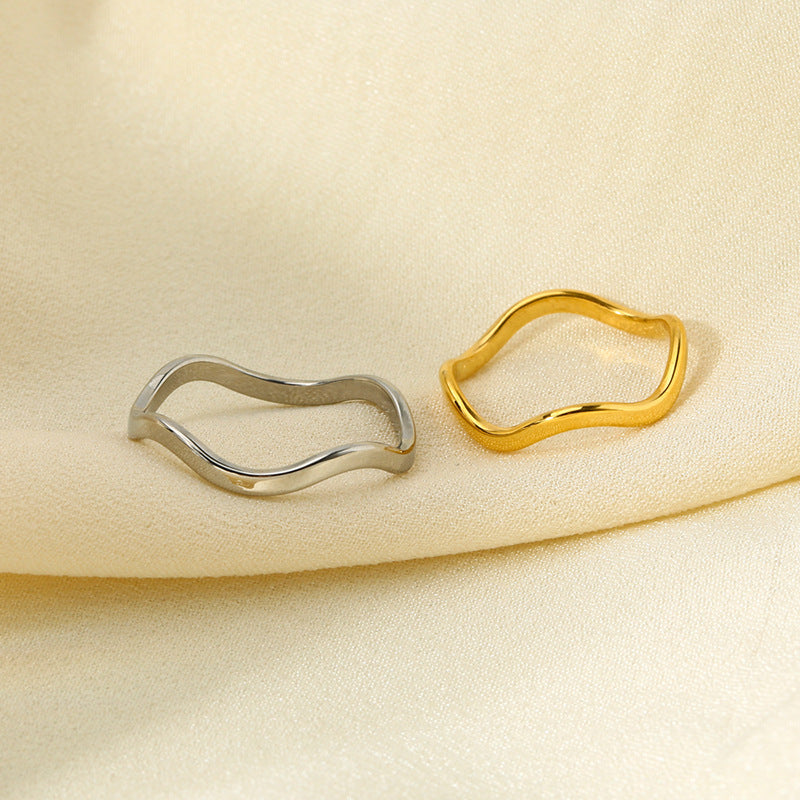 Wind Design Stainless Steel Wavy Tail Gold Shank Rings
