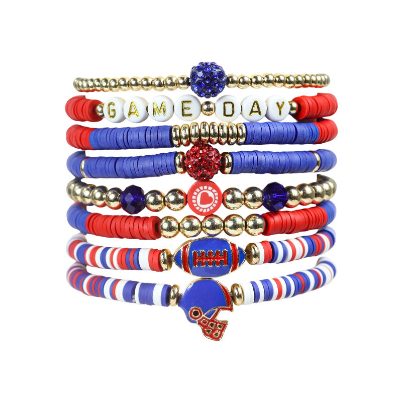 Rugby Golden Balls Twin Crystal Love Letter Bracelet