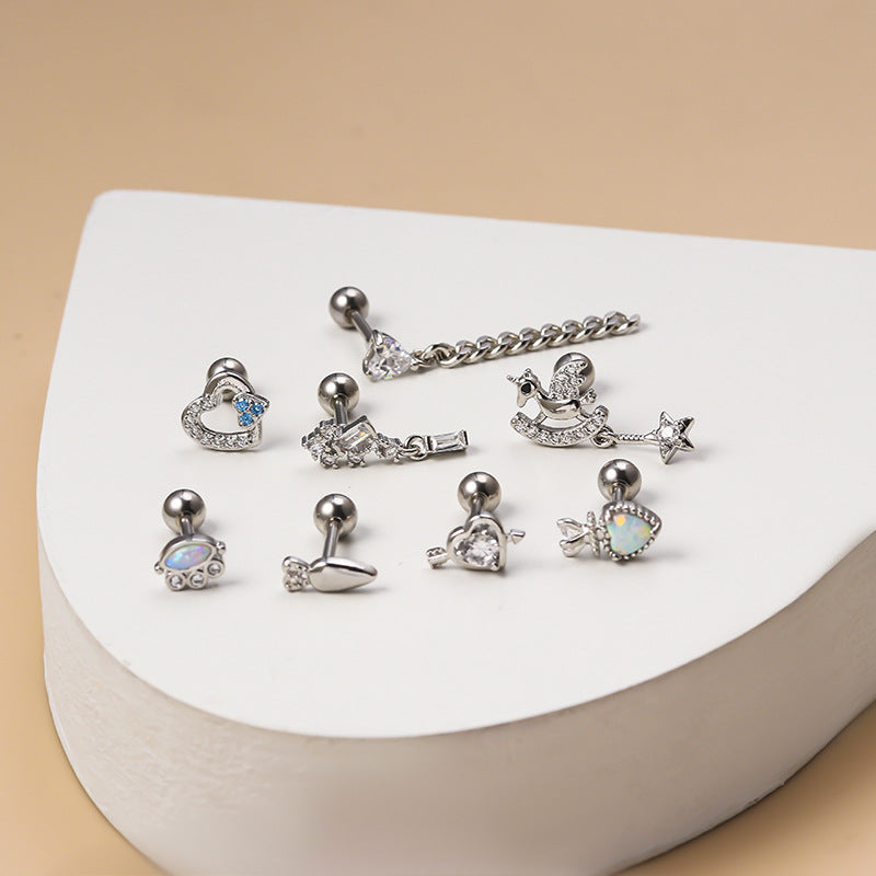 Henson Stainless Steel Double-headed Screw Rod Stud Earrings