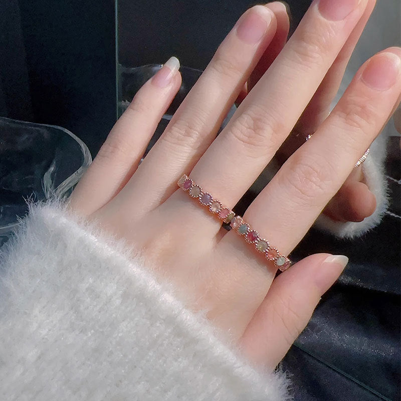 Tourmaline Rainbow Female Fashion Sweet Cool High-grade Sense Ring