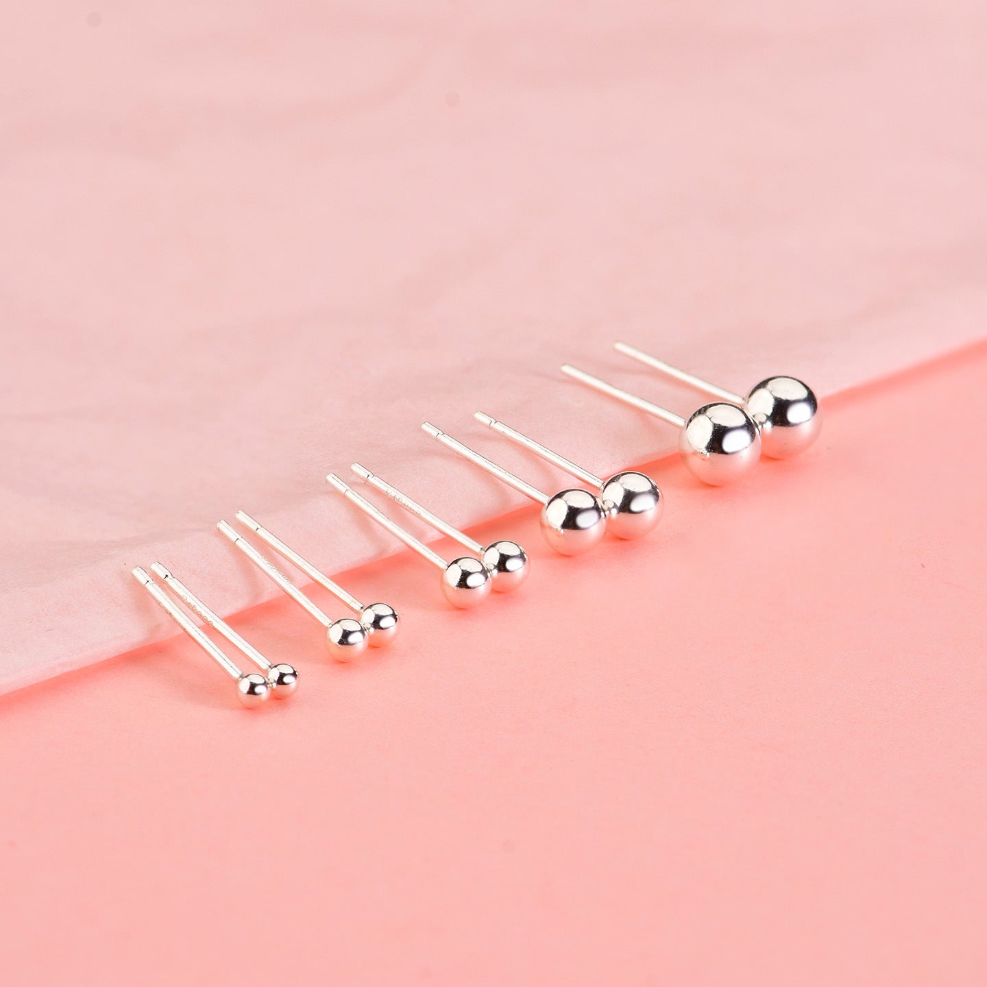 Women's & Men's Sier Simple Couple Small Beads Mini Rings