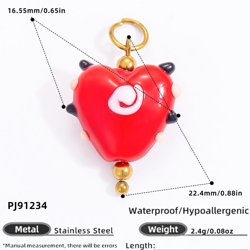 Inlaid Color Diamond Candy Moon Heart Earrings