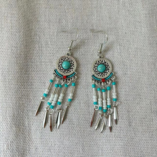 Women's Ethnic Style Yunnan Travel Vacation Retro Tassel Long Miao Sier Earrings