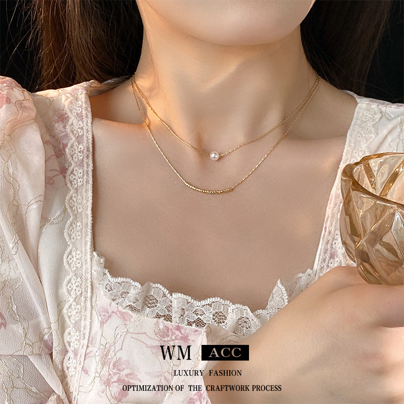 Women's Pearl Metal Clavicle Chain Simple Light Luxury Necklace