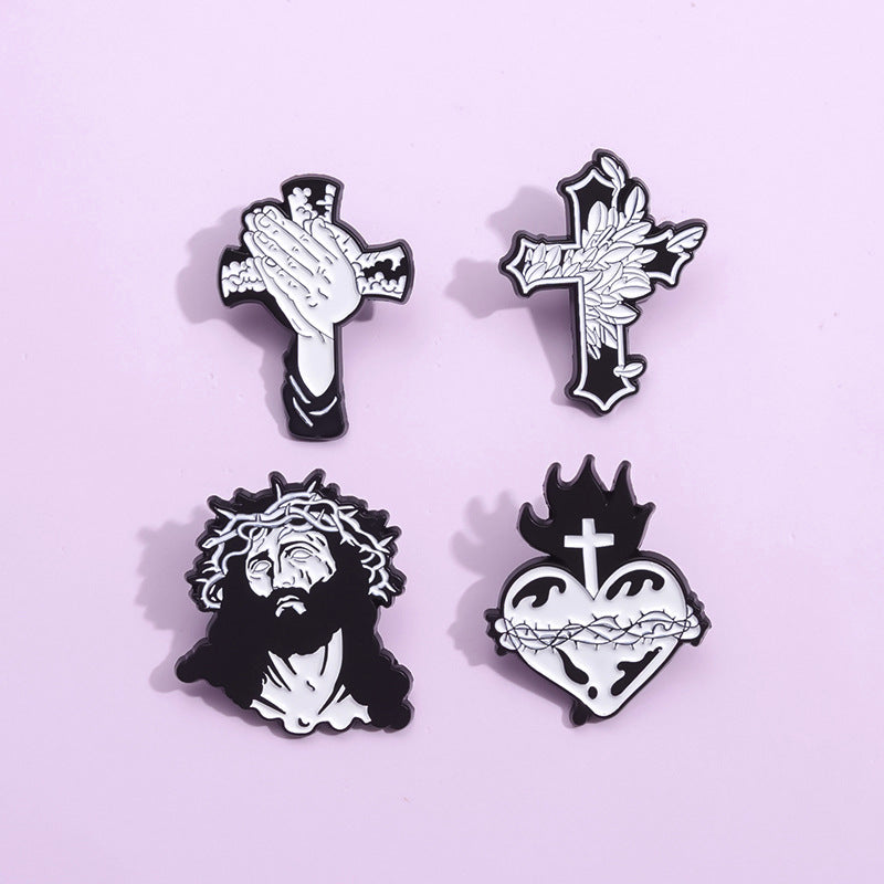 Cross Creative Pattern Hot Black White Brooches