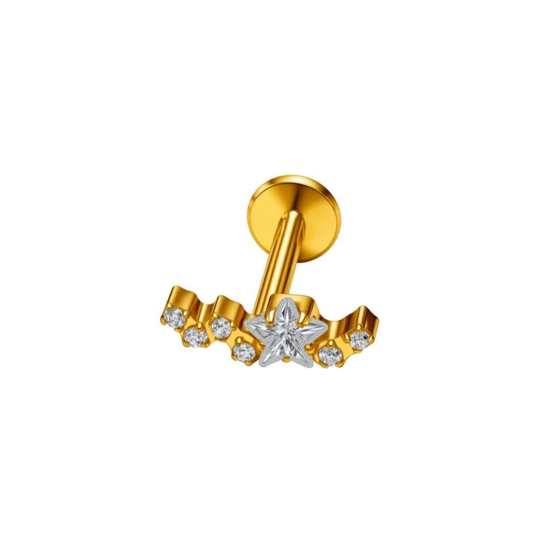Titanium Alloy Horse Eye Star Ear Bone Multicolor Zircon Stud Earrings