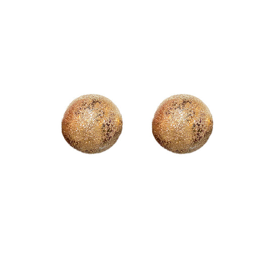 Sier Needle Metal Frosted Ball Unique Simple Temperament High Earrings