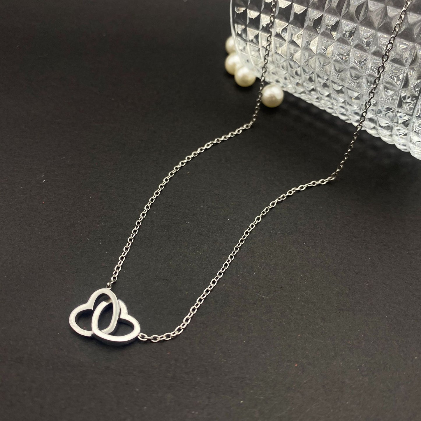 Women's Heart-to-heart Love Double Clavicle Chain Light Luxury Necklace