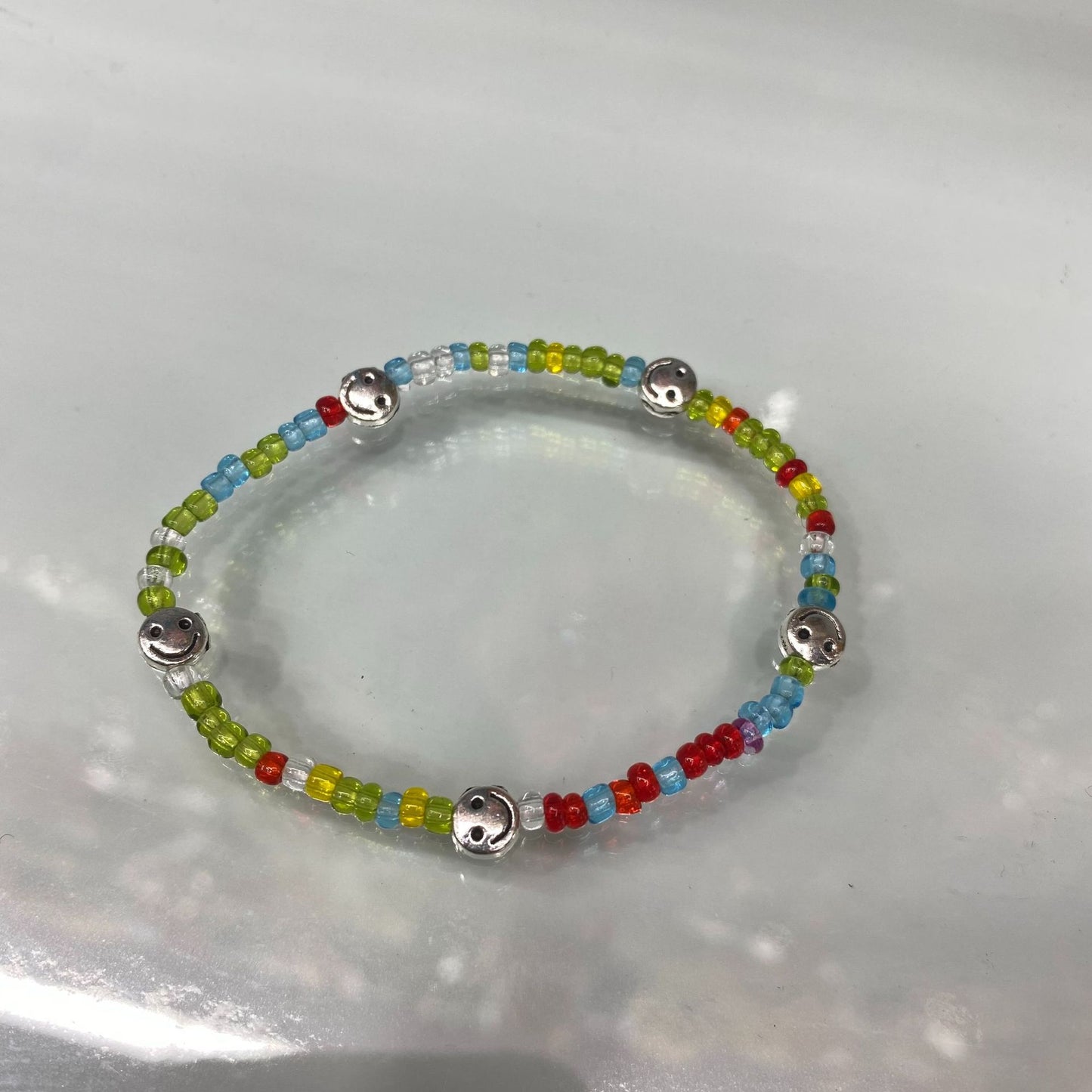 Style Fresh Color Beaded Smiley Transparent Candy Rings