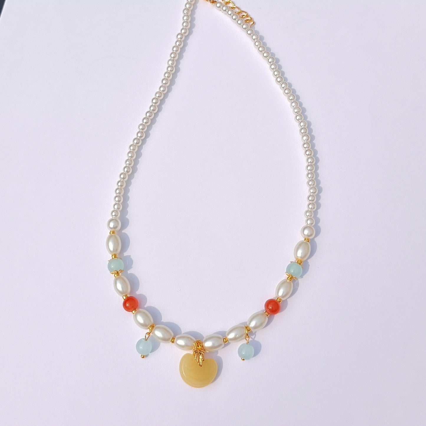 Women's Style Pearl Of Precious Stones Colored Glaze Tang Song Necklace