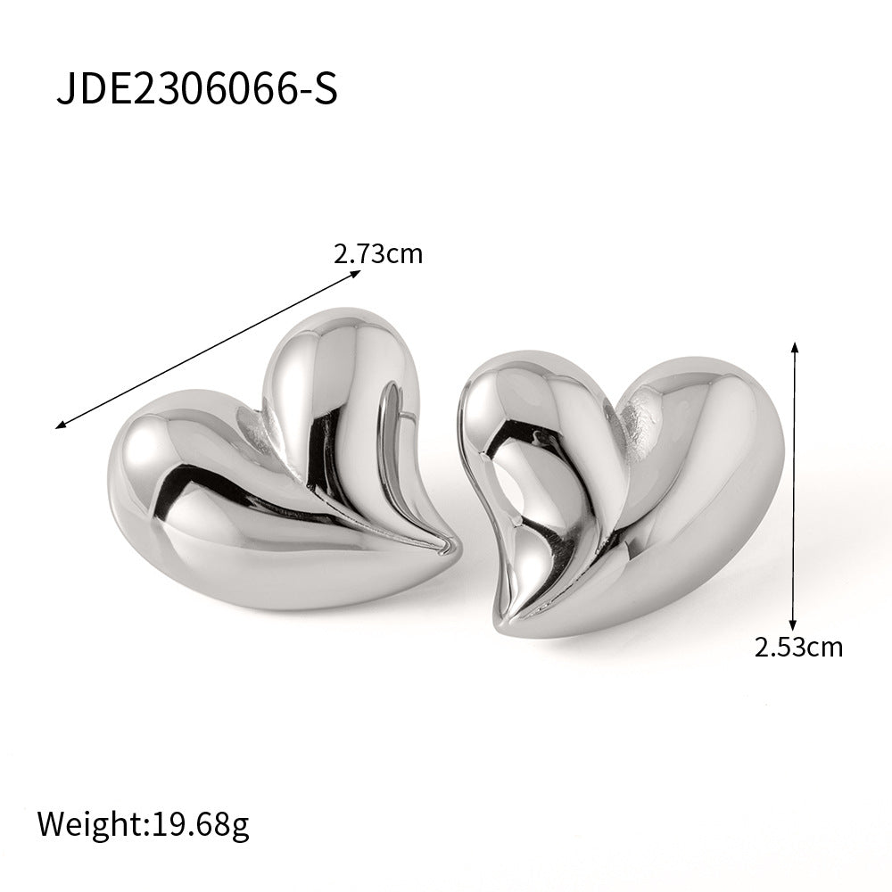 Women's Love Stainless Steel Gold Sier Two-tone Temperament Wild Earrings