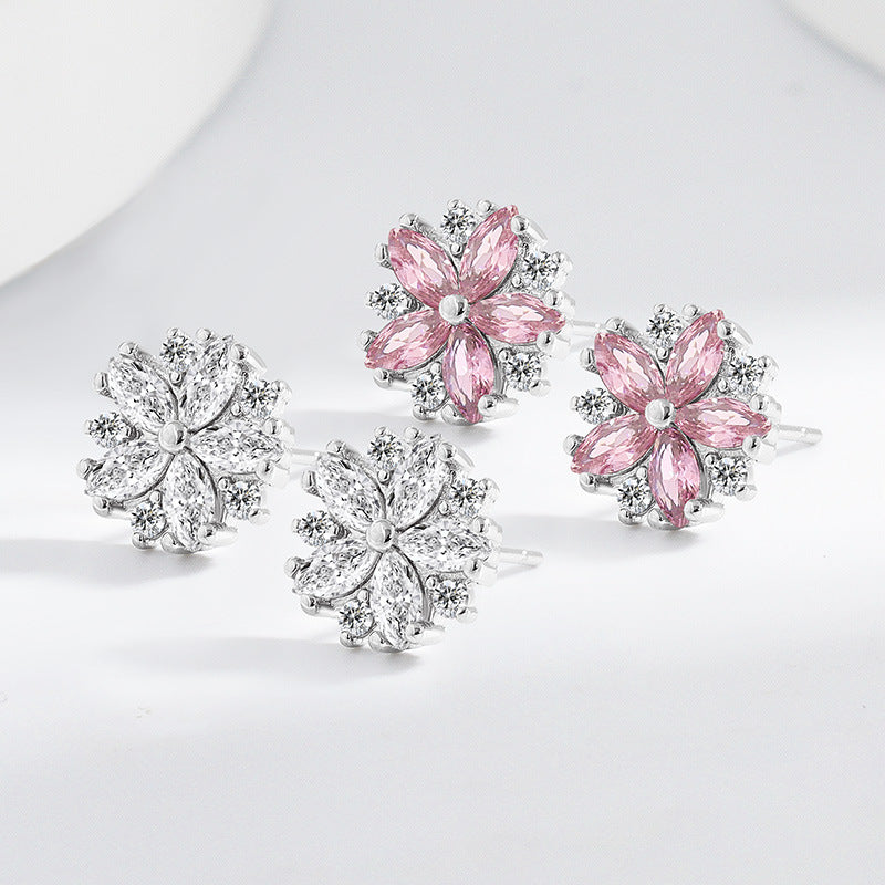 Pink Diamond Simple Elegant Sweet Little Stud Earrings