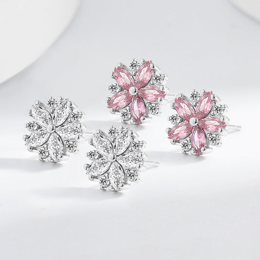 Pink Diamond Simple Elegant Sweet Little Stud Earrings