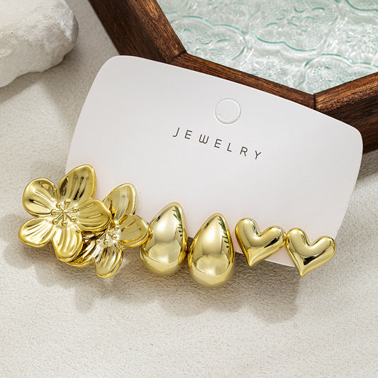 Women's Fashion High-grade Flower Starfish Heart Geometric Simple Match Stud Earrings