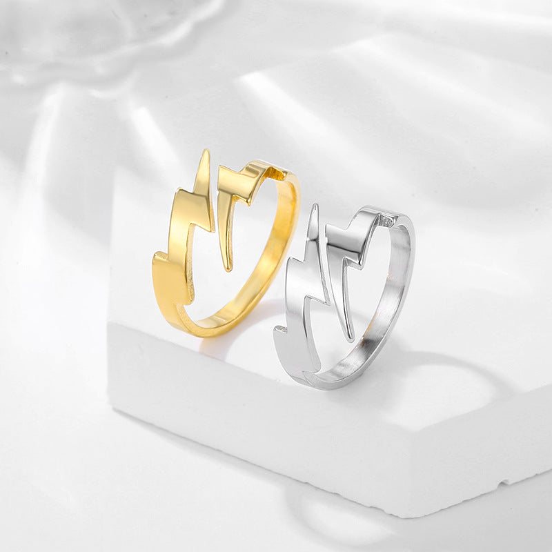Men's Titanium Steel Lightning Hip Hop Boyfriend Style Stainless Rings