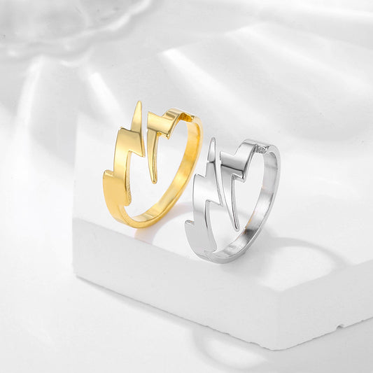 Men's Titanium Steel Lightning Hip Hop Boyfriend Style Stainless Rings