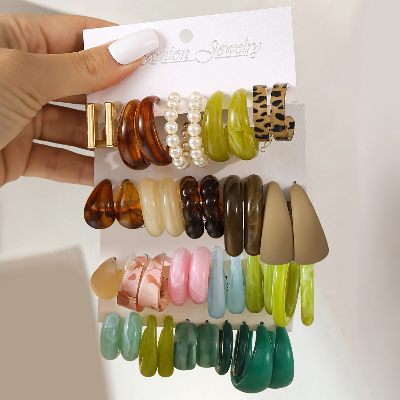 Women's Fashion Personality Wear Resin Shaped Suit Earrings