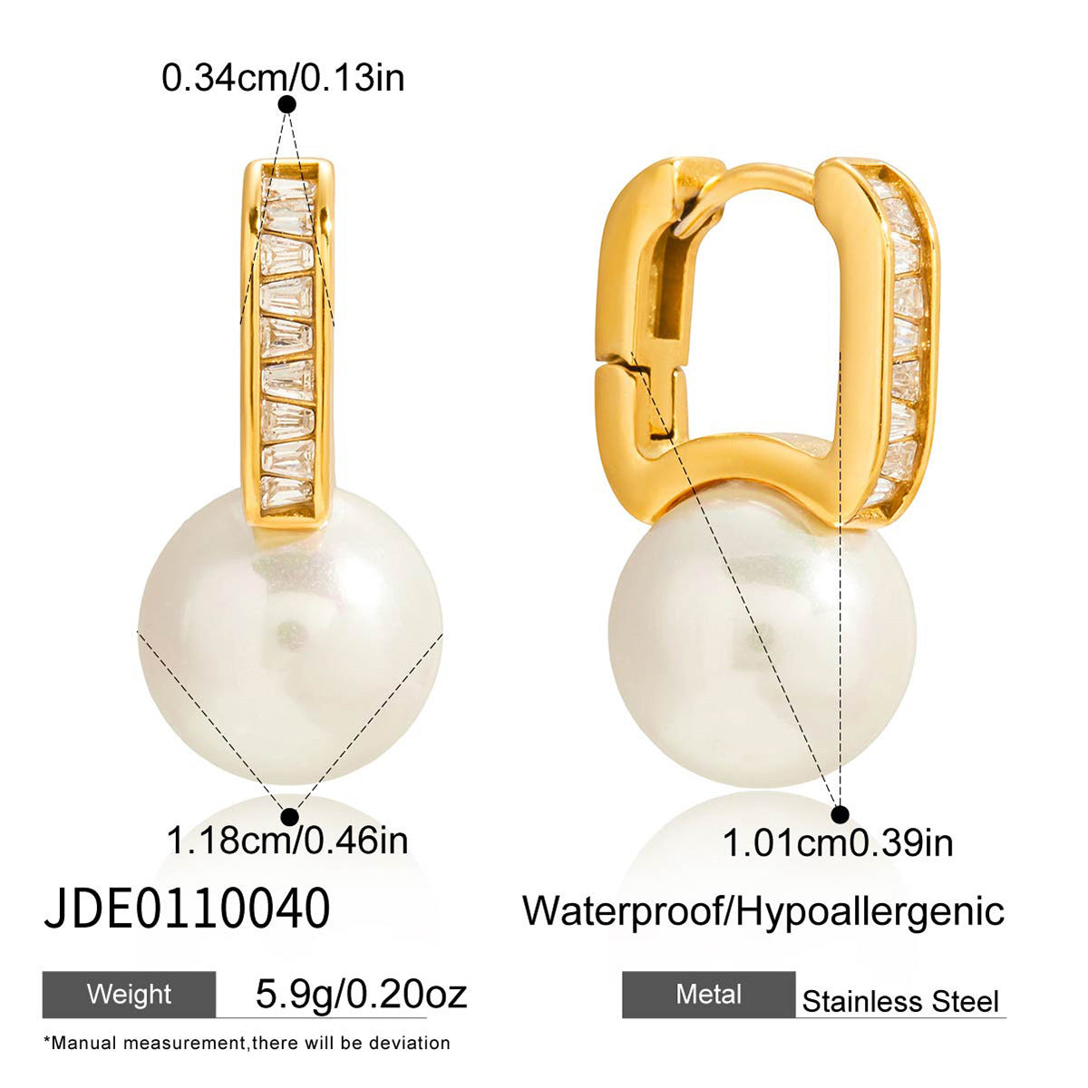 Stainless Steel Resin Pearl Light Luxury Niche Earrings