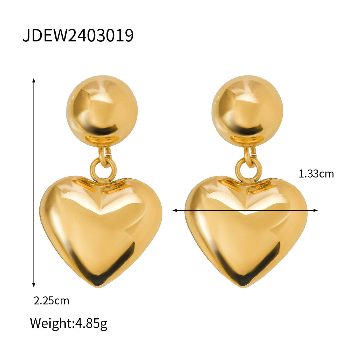 Women's Love Stainless Steel Gold Sier Two-tone Temperament Wild Earrings