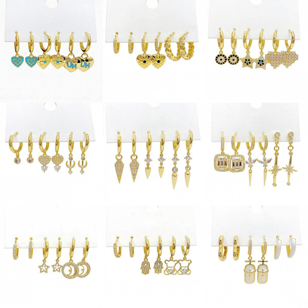Ear Clip Three Pairs Copper Plated Real Earrings