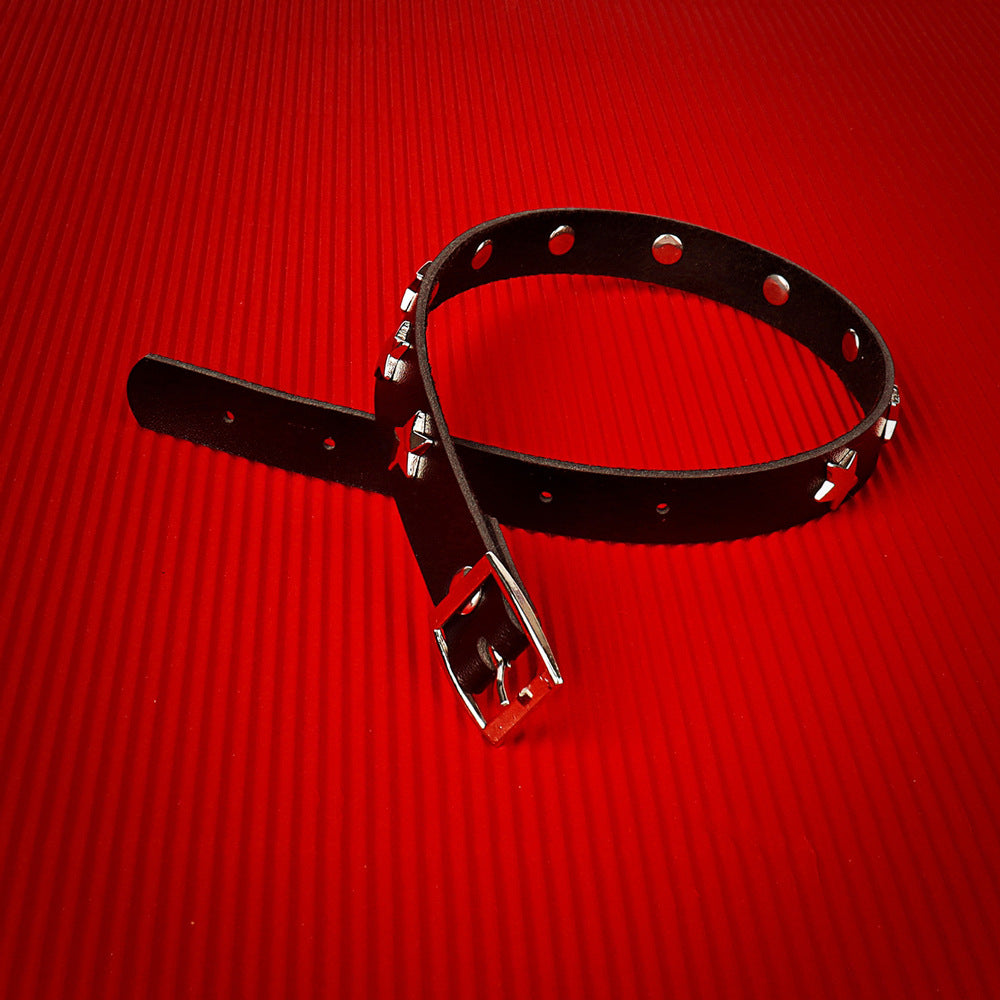 Slouchy Punk Rivet Leather Personality Simple Necklaces