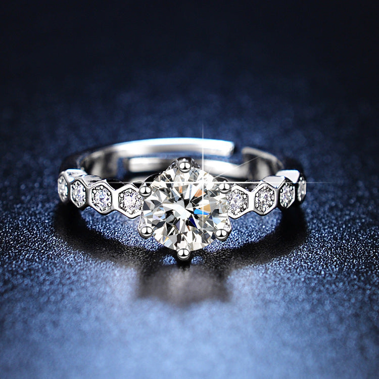 Wedding Imitation Moissanite Diamond Female Open Couple Zircon Karat Ring