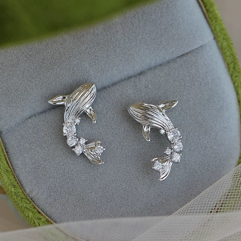 Women's Dancing Whale For Cute Delicate Small Earrings
