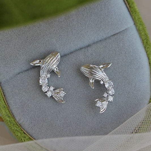 Women's Dancing Whale For Cute Delicate Small Earrings