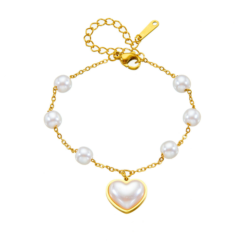 Women's Heart Bow Tie Clover Scallop Pearl High Bracelets