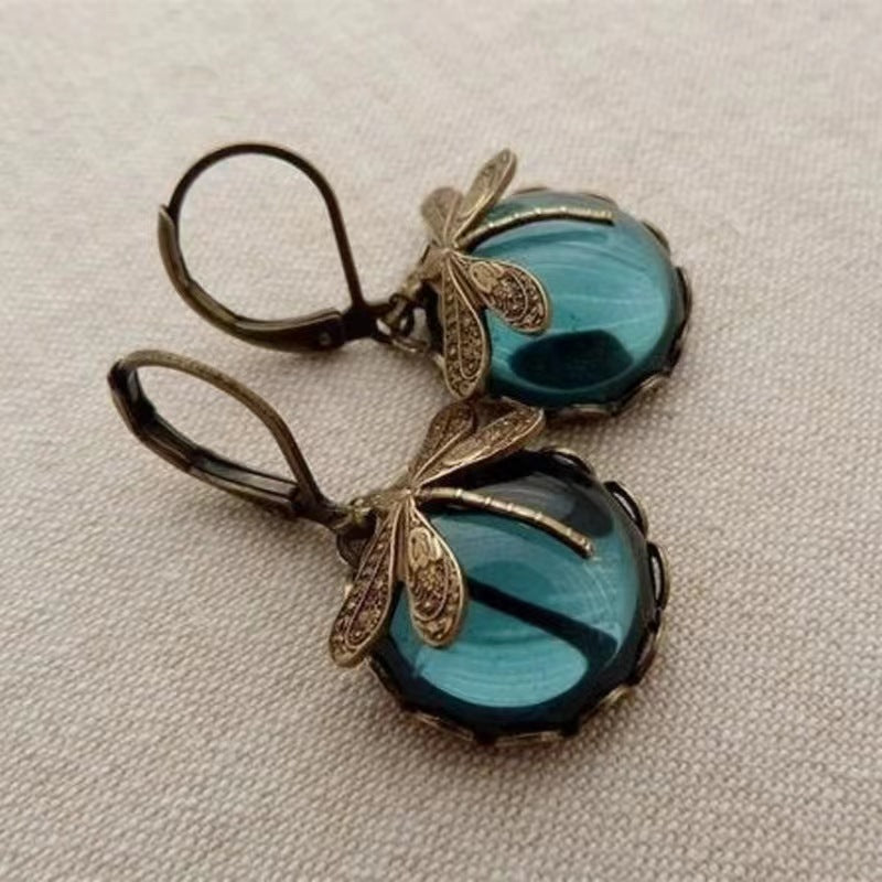 Women's Sea Rao Vintage Dragonfly Pattern Distressed Earrings