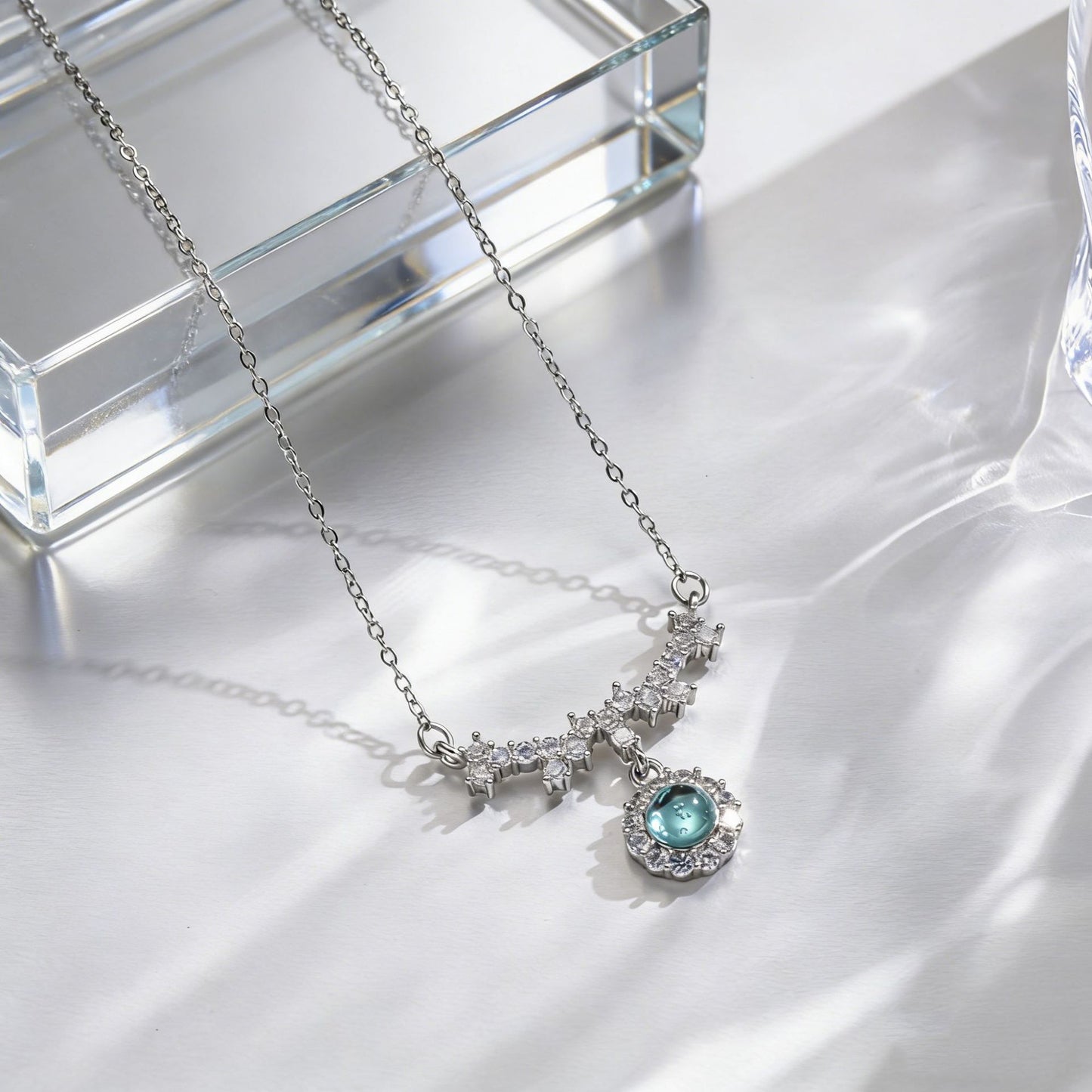 Style Blue Water Angel Tears Female Fashion Design Sense Clavicle Necklace