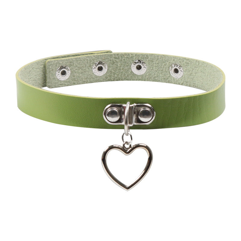 Soft Leather Love Heart Shaped Female Neckband Clavicle Necklaces