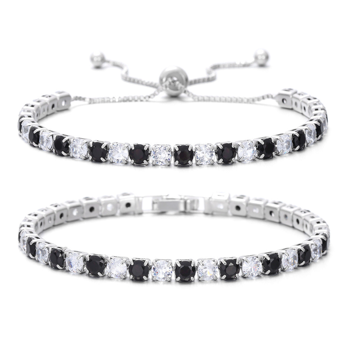 Zircon Single Row Full Diamond Adjustable Draw Tennis Fashion Bracelet