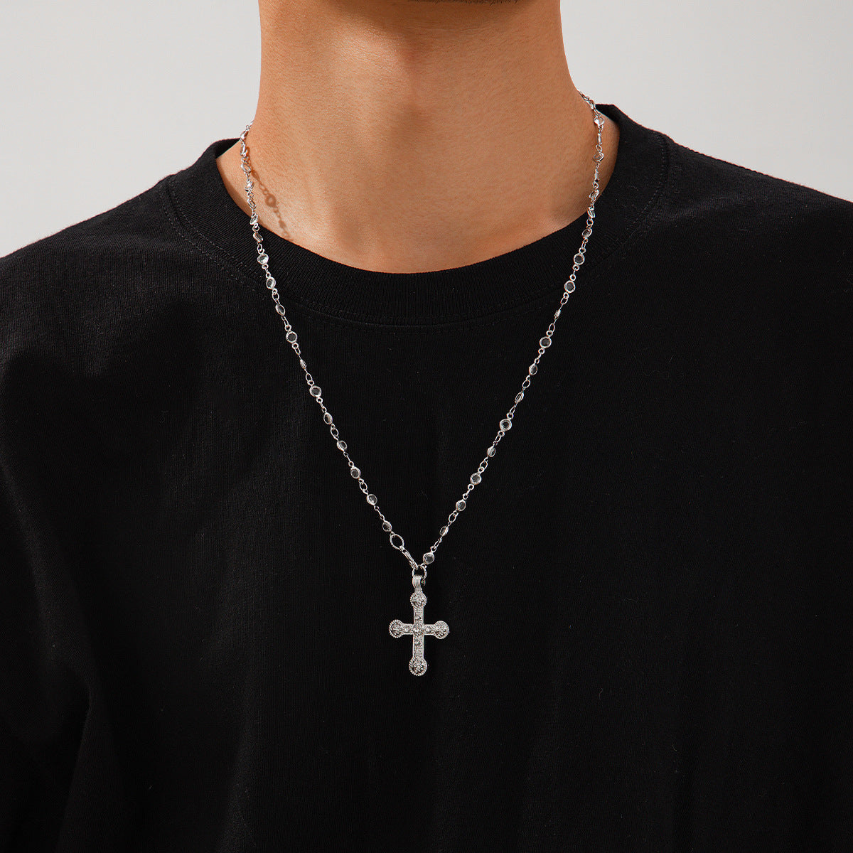 Men's Fashion Personality Diamond Cross Hip Hop Necklaces